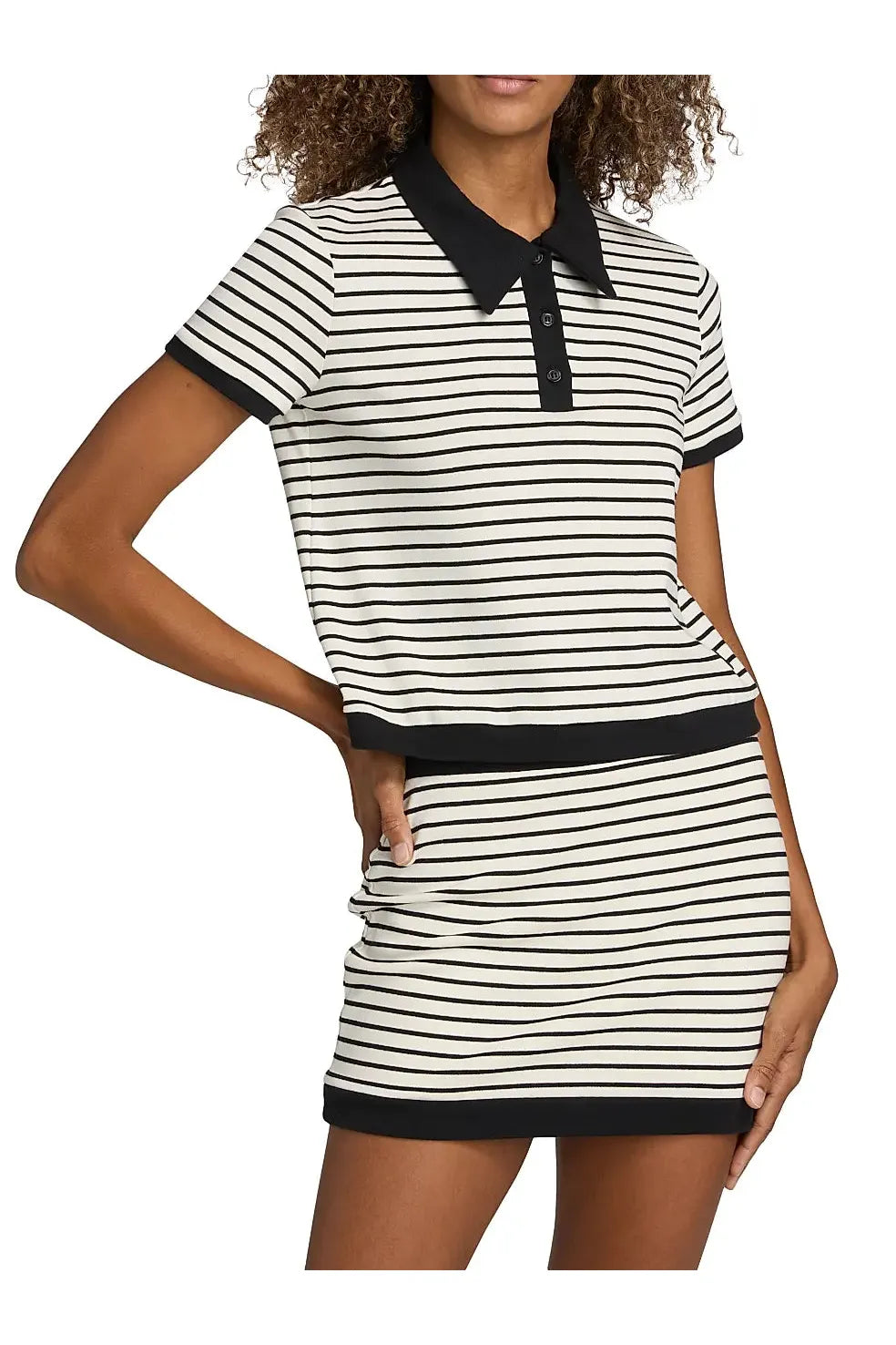 Simkhai Cullen Striped Stretch Cotton-Blend Polo Shirt Simkhai