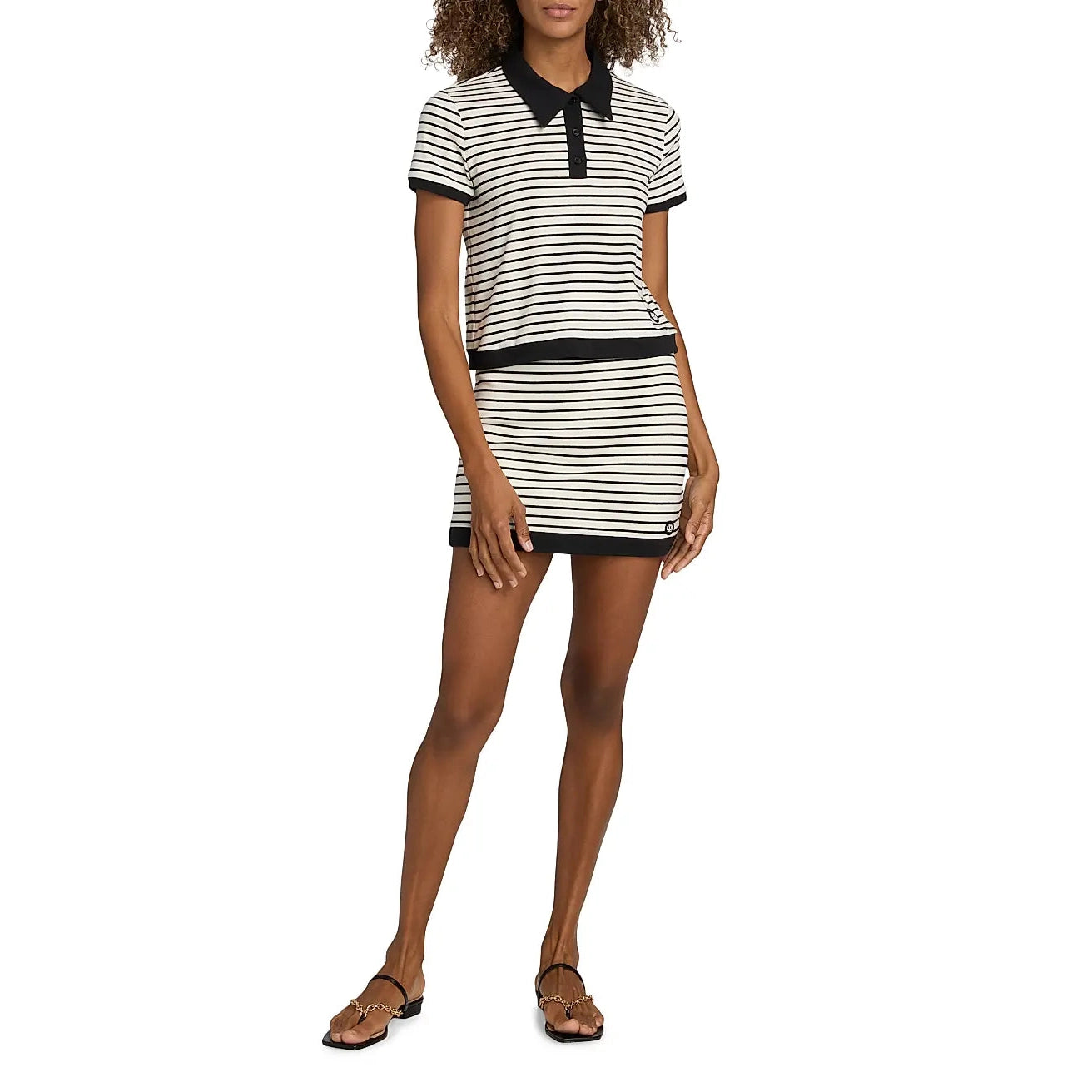 Simkhai Cullen Striped Stretch Cotton-Blend Polo Shirt Simkhai