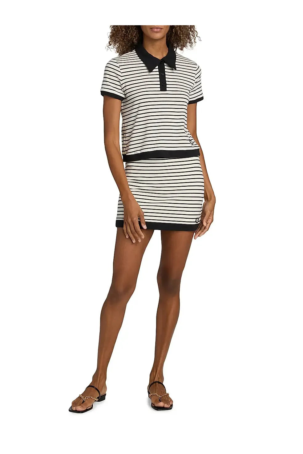Simkhai Cullen Striped Stretch Cotton-Blend Polo Shirt Simkhai