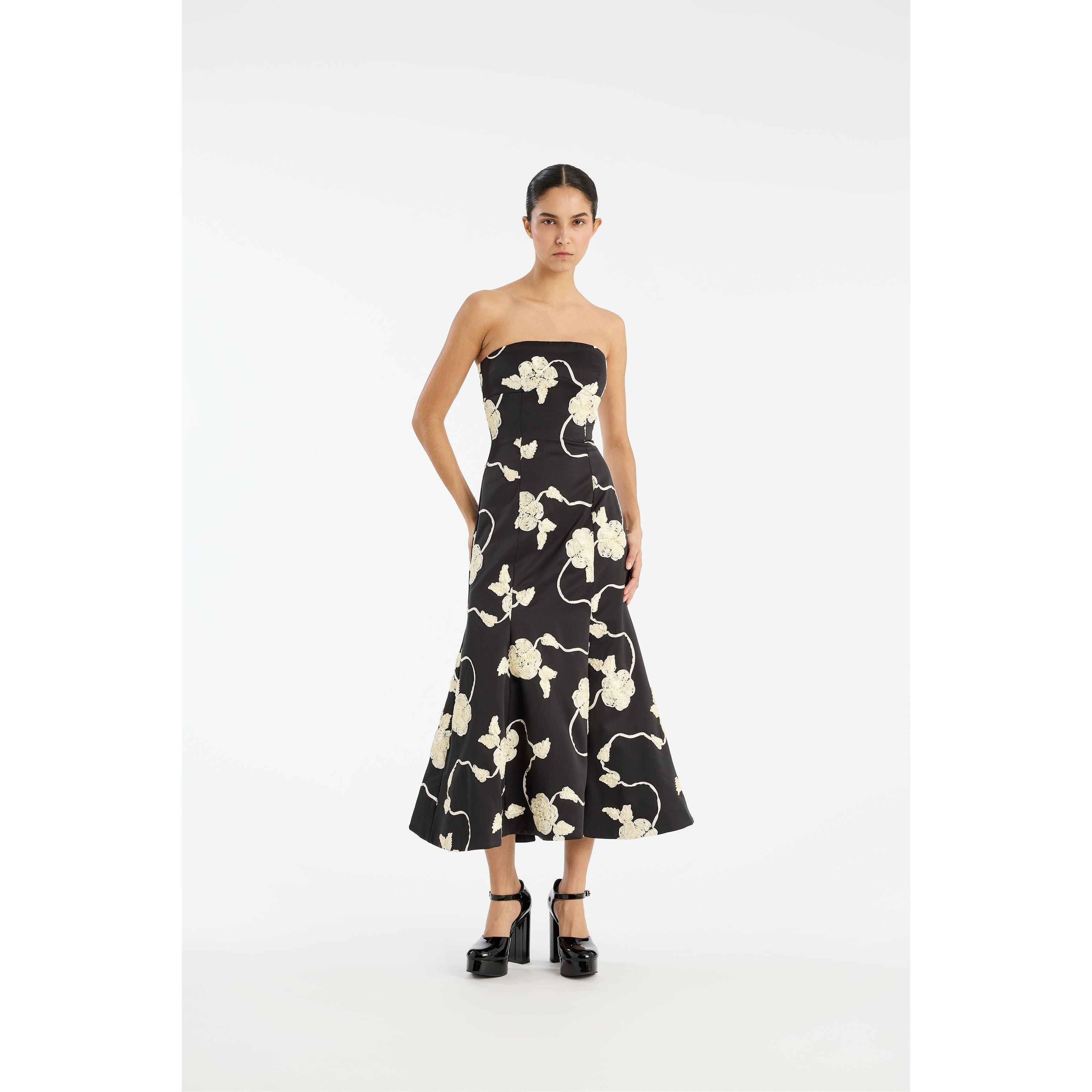 3D Flower Midi Dress