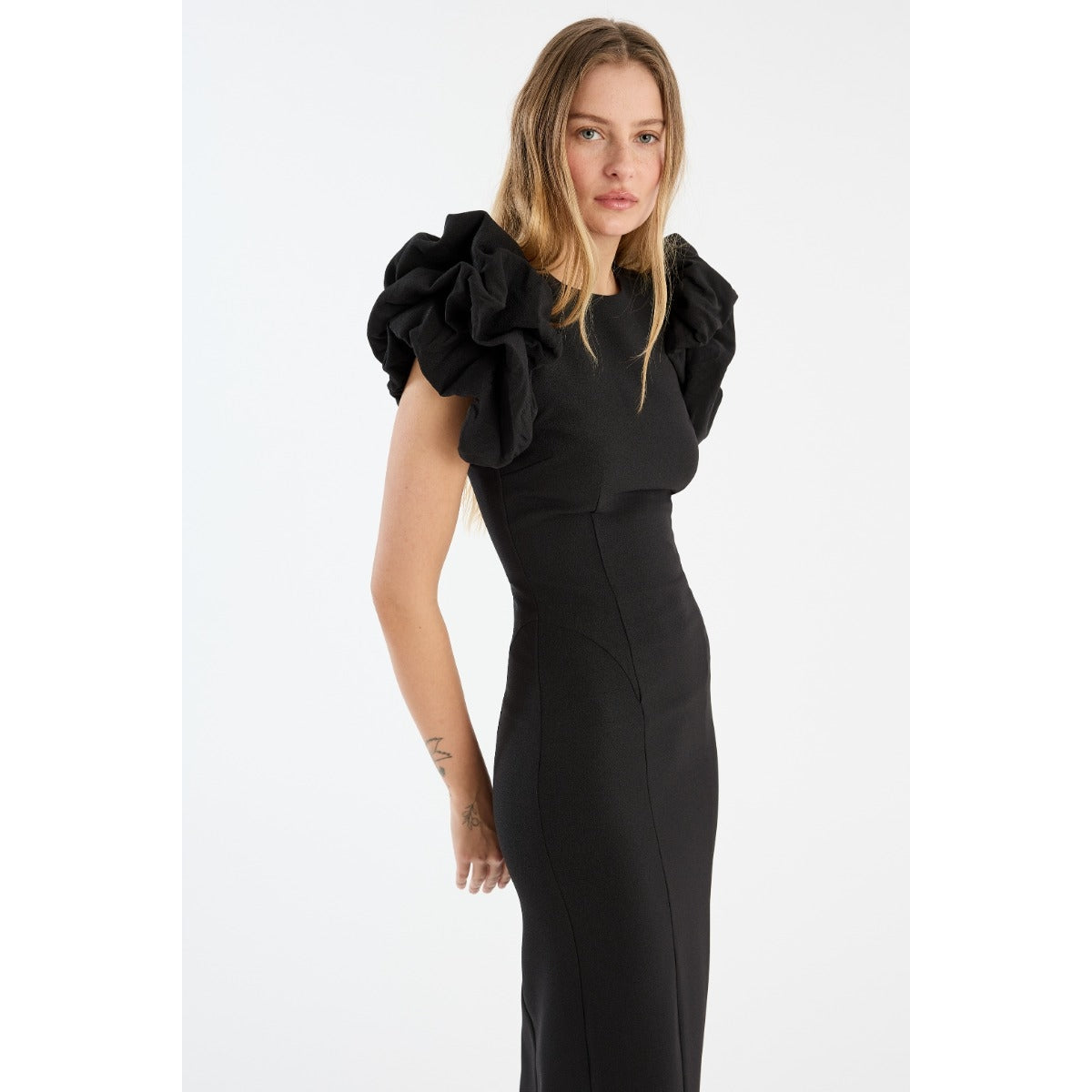 Crepe Puffy Midi Dress ROTATE Birger Christensen