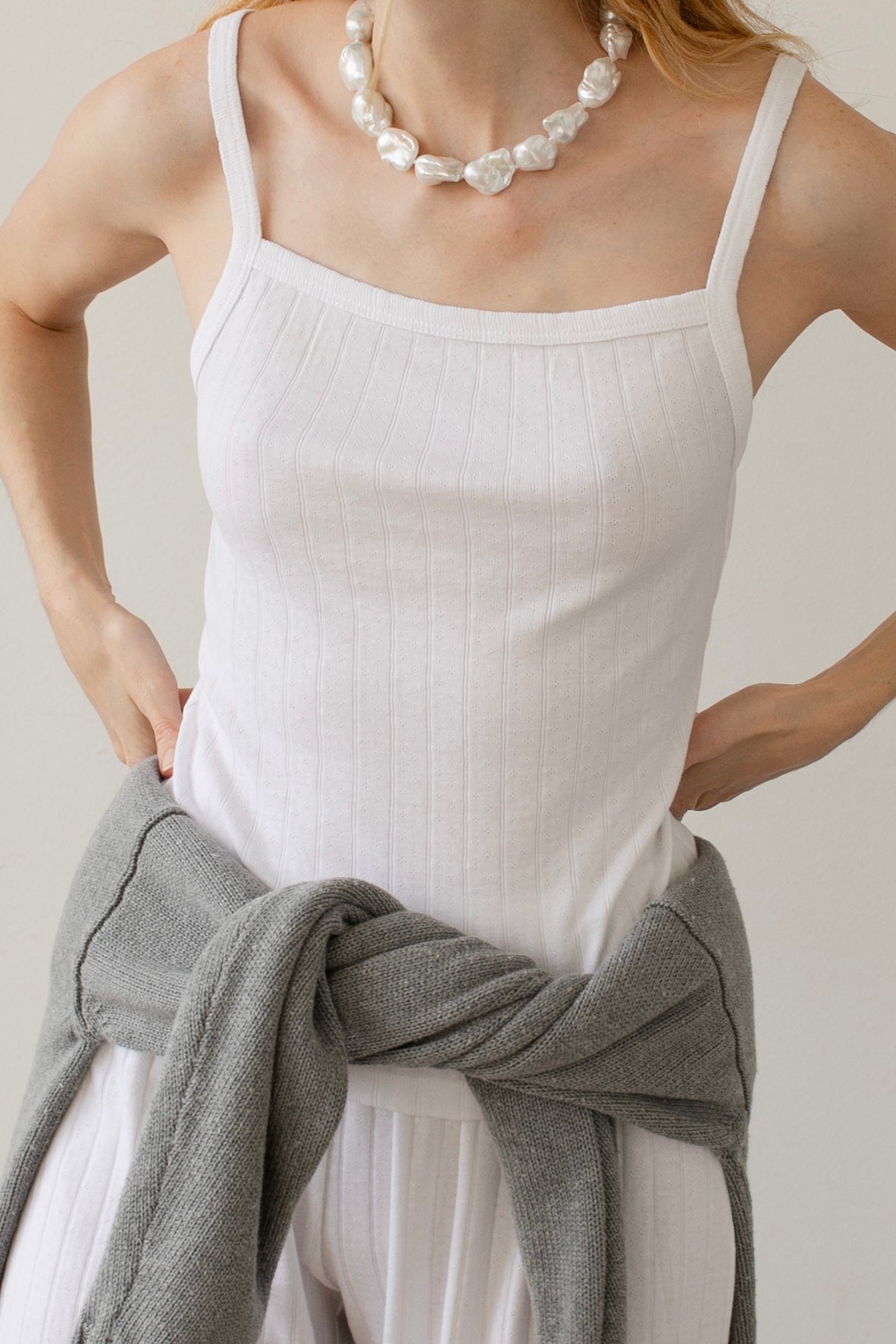 The Pointelle Square Neck Tank DONNI.