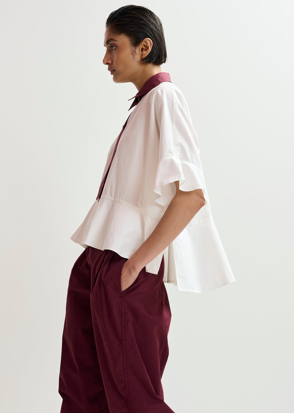 KAYLEE PEPLUM RUFFLE SHIRT ESSENTIEL ANTWERP