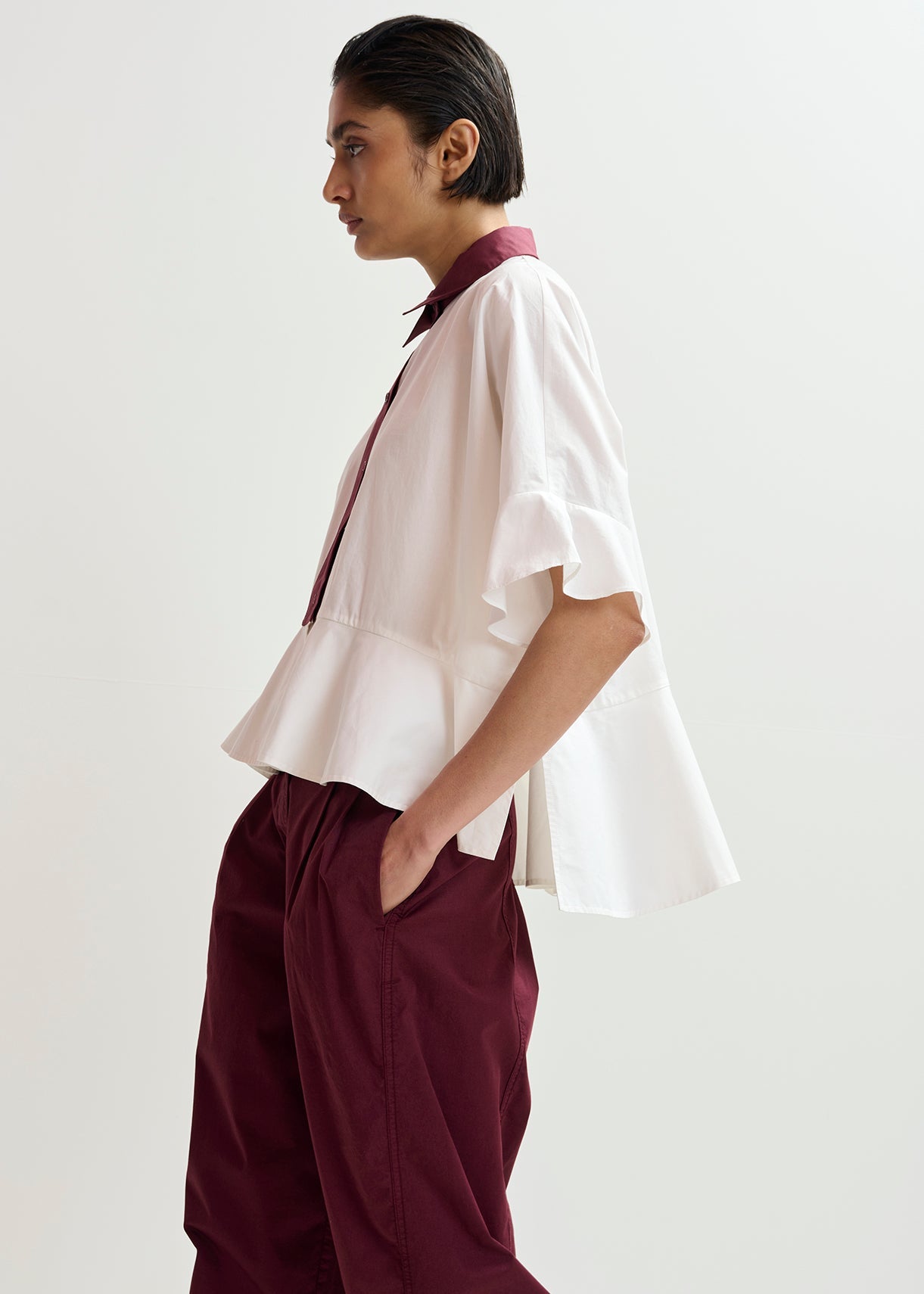 KAYLEE PEPLUM RUFFLE SHIRT ESSENTIEL ANTWERP