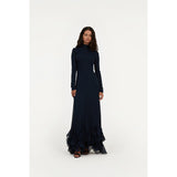 Rotate Chiffon Maxi Ruffle Dress Sky Captain Dark Blue