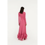 Rotate Chiffon Maxi Ruffle Dress Carmine Rose Pink