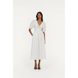Rotate Puff Sleeve Midi Dress White