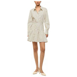 Staud Rocco Dress Ivory Dark Oak Micro Stripe
