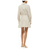 Staud Rocco Dress Ivory Dark Oak Micro Stripe