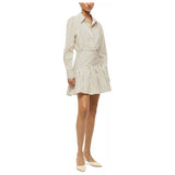 Staud Rocco Dress Ivory Dark Oak Micro Stripe