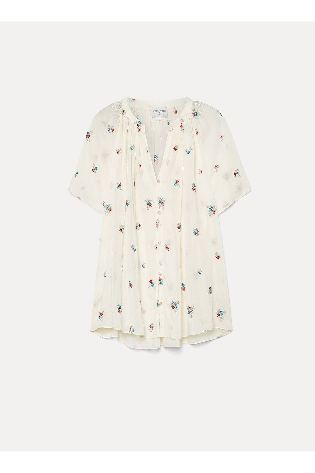 "petites fleurs" embroidery voile bohemienne shirt forte_forte