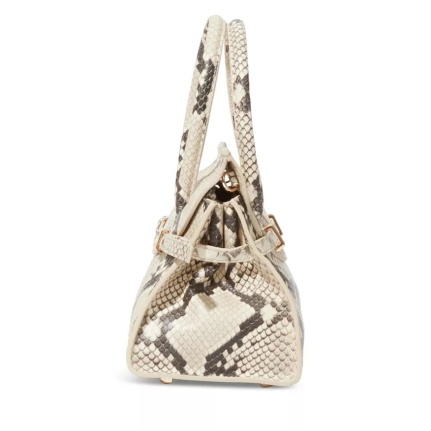 River Small Snake Embossed Leather Top Handle Bag Simkhai