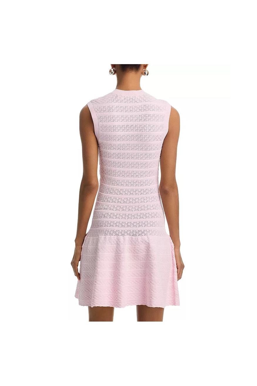 Pink Pointelle Diamante Knit Mini Dress SELF-PORTRAIT