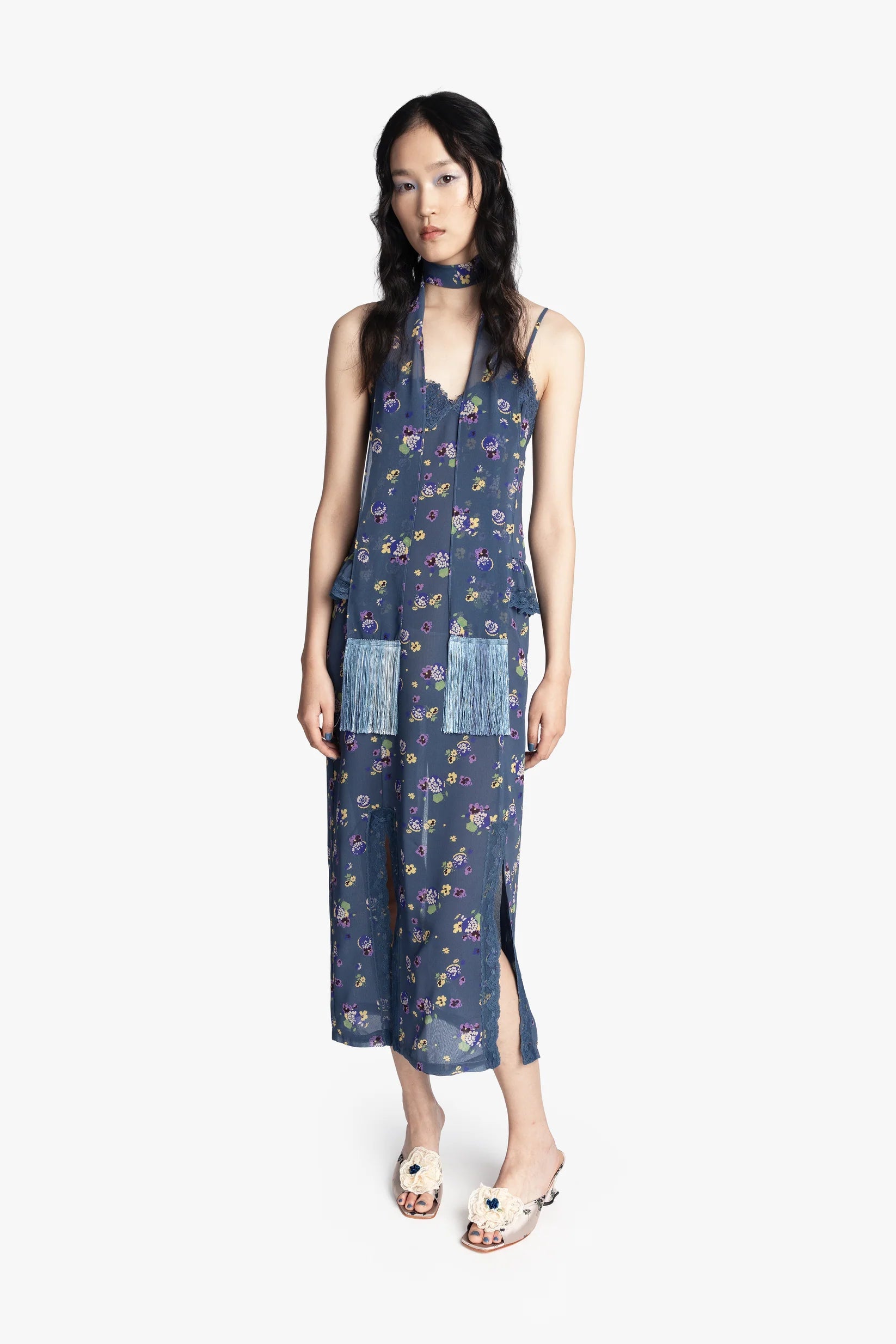 Night Blooming Chiffon Slip Dress Anna Sui