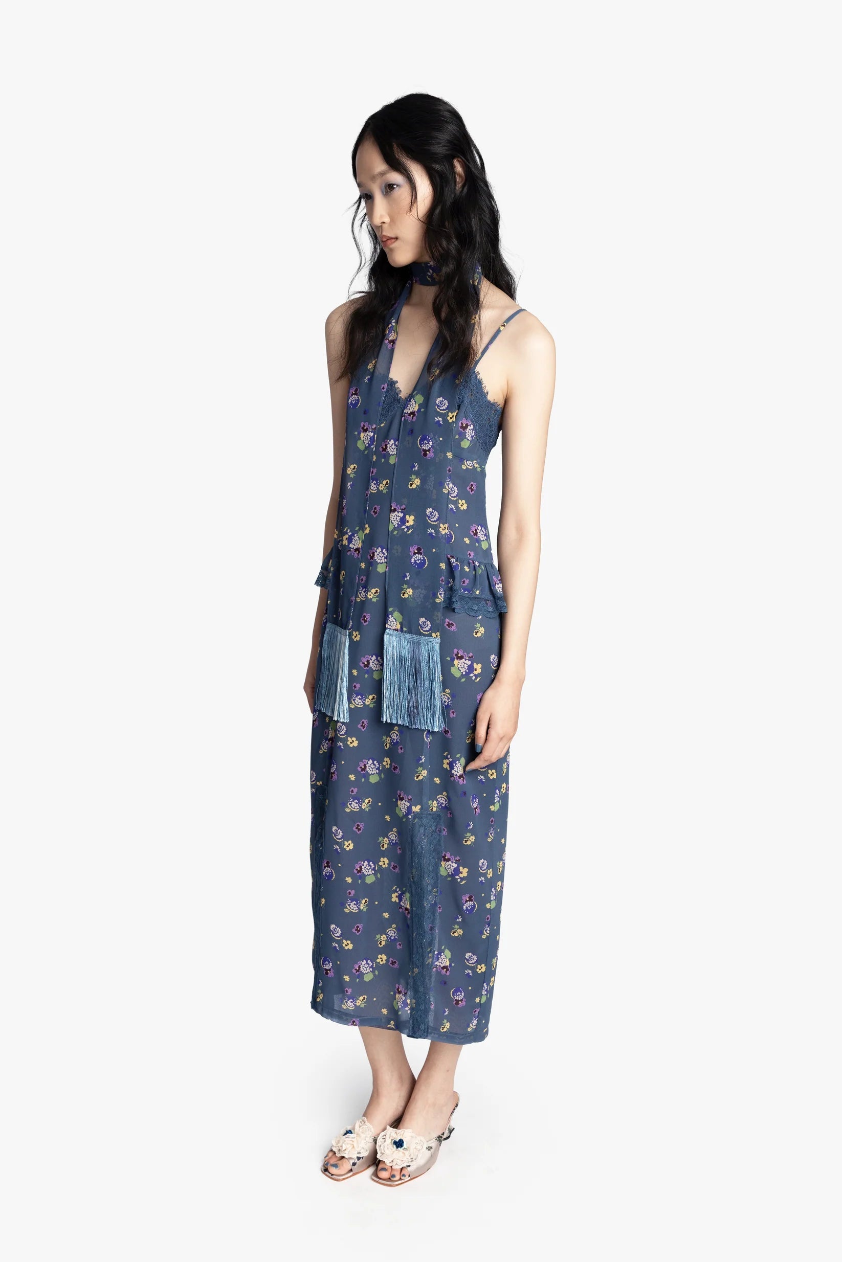 Night Blooming Chiffon Slip Dress Anna Sui