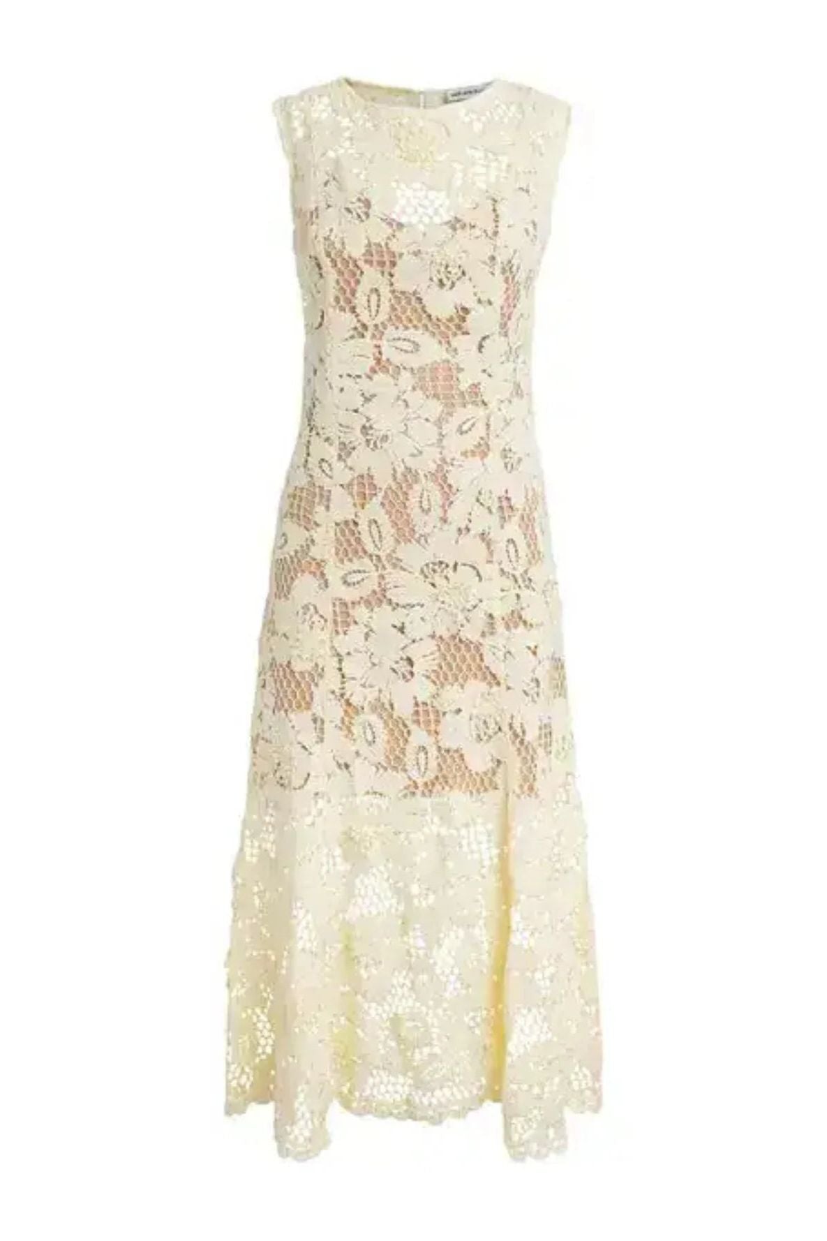 Yellow Crochet Lace Midi Dress SELF-PORTRAIT