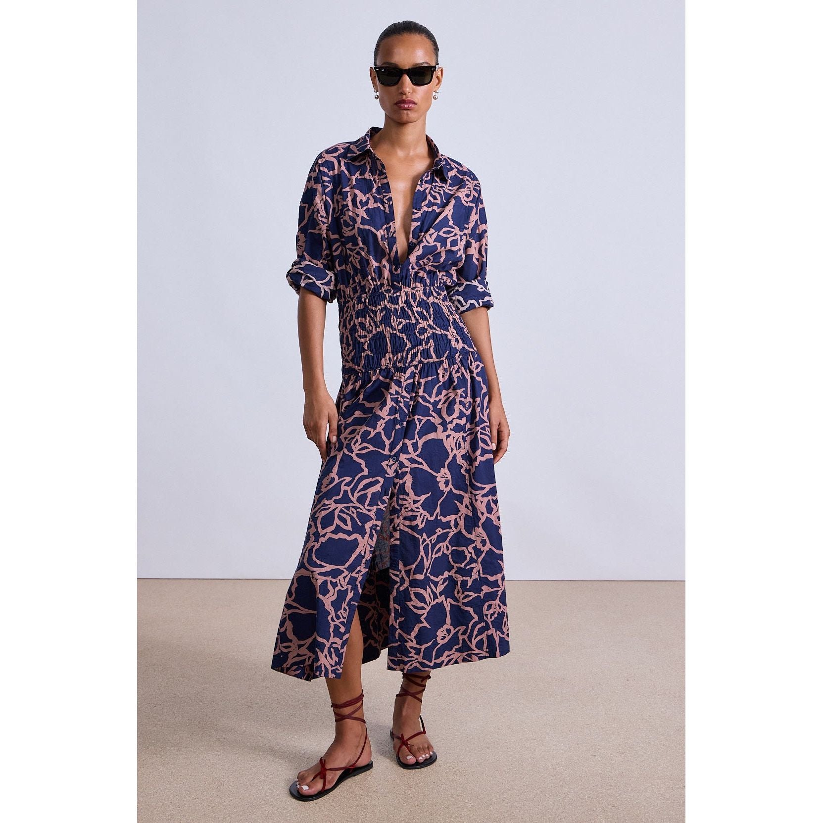 Apiece Apart Sophia Smocked Shirt Dress