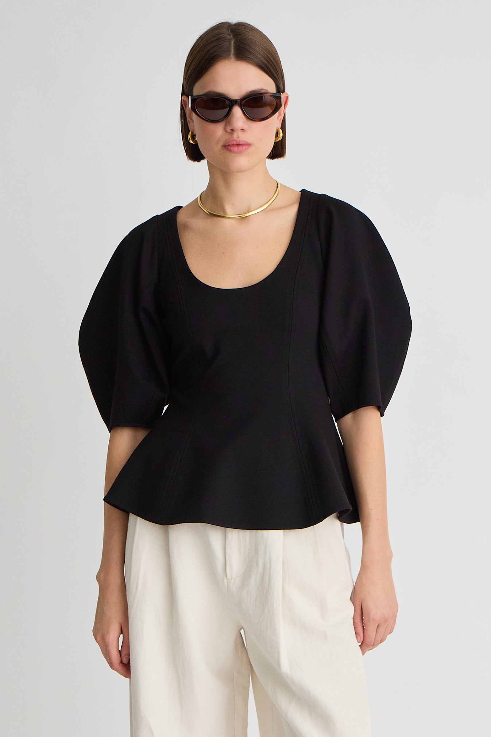 BEBE PONTE PEPLUM TOP Apiece Apart