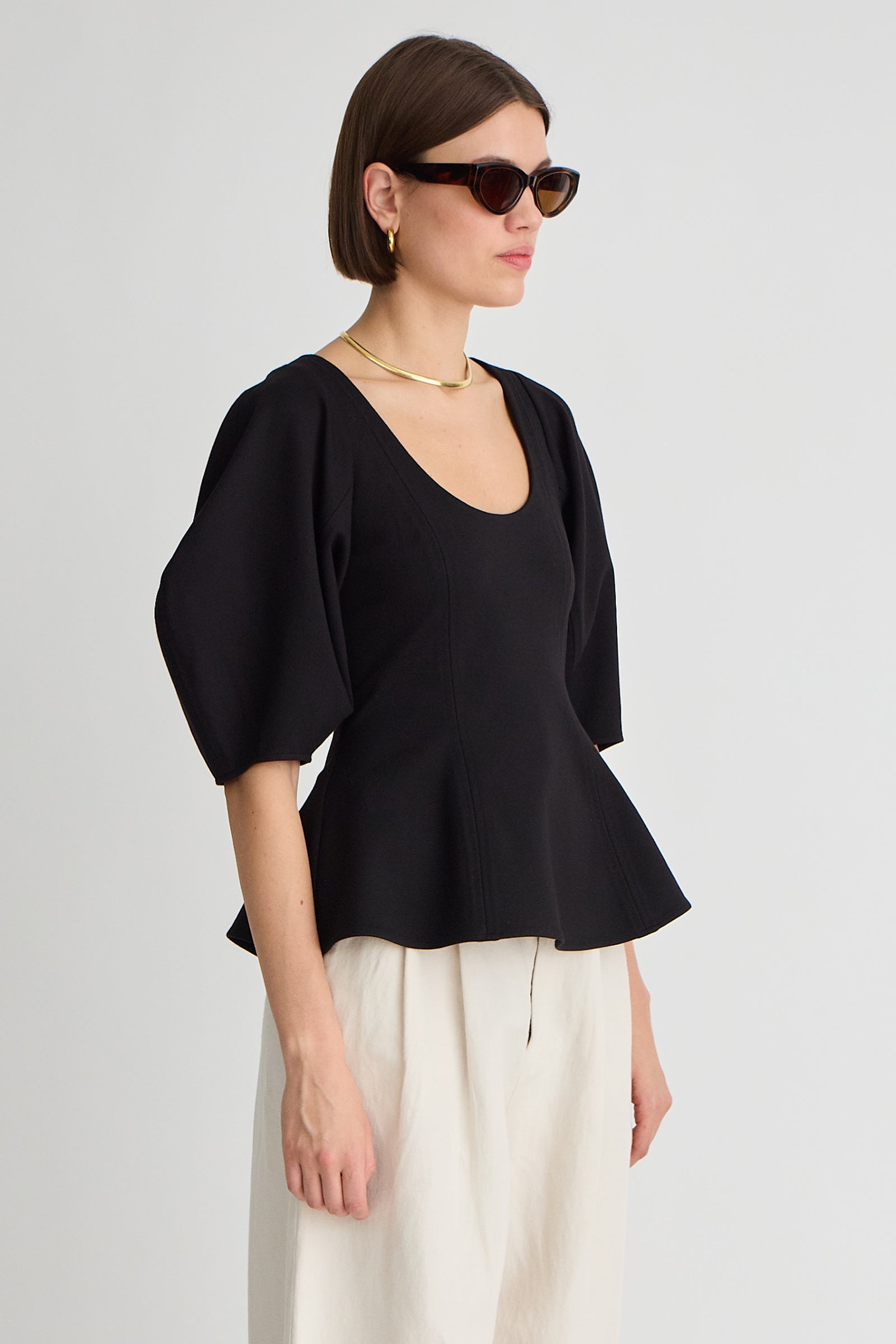 BEBE PONTE PEPLUM TOP Apiece Apart