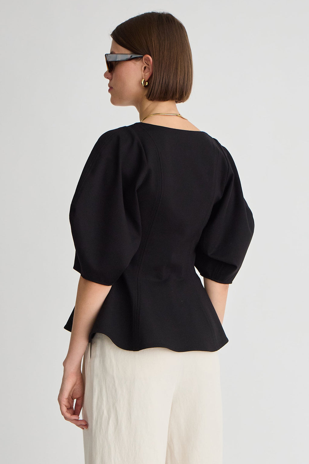 BEBE PONTE PEPLUM TOP Apiece Apart