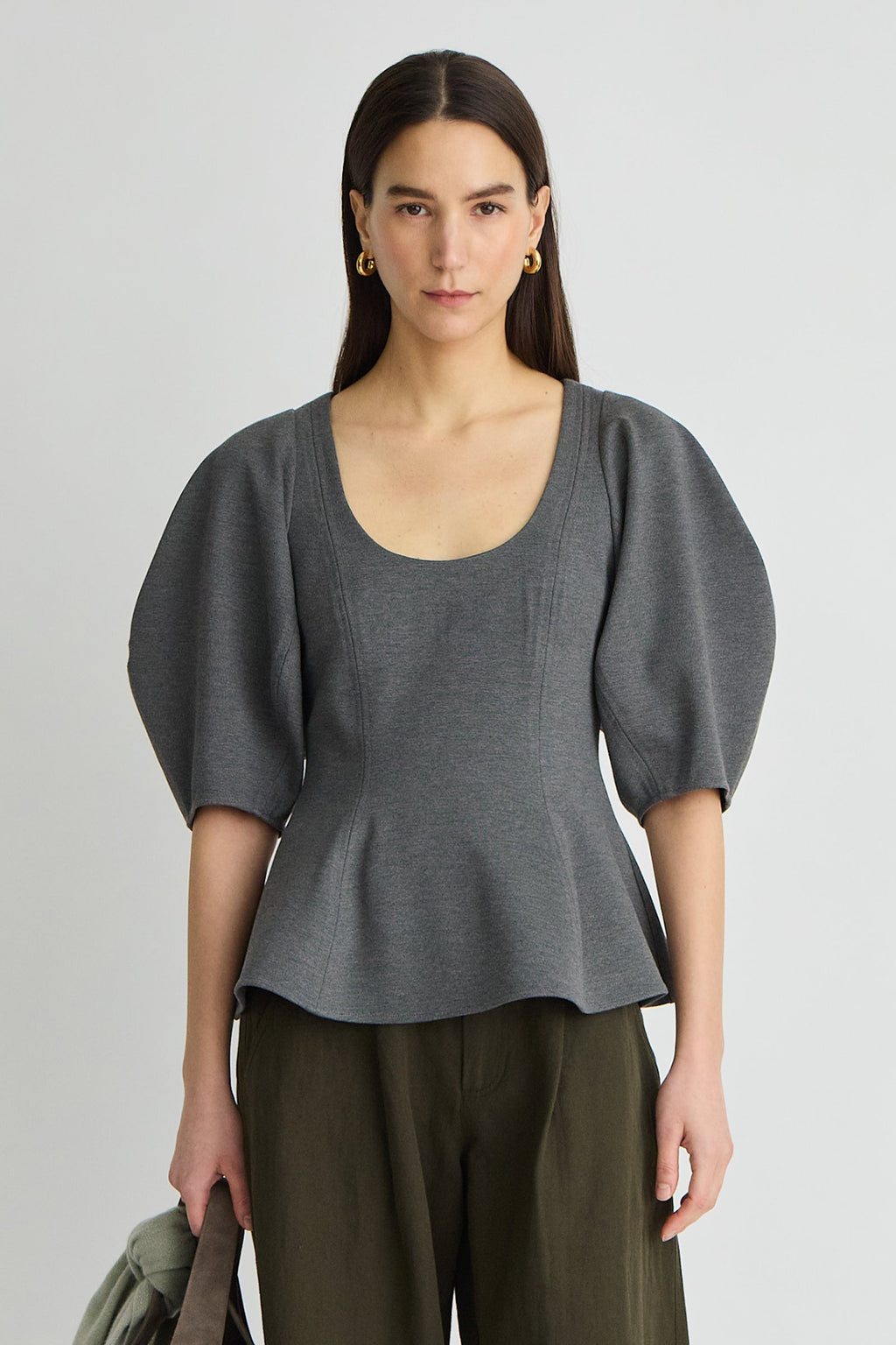 BEBE PONTE PEPLUM TOP Apiece Apart