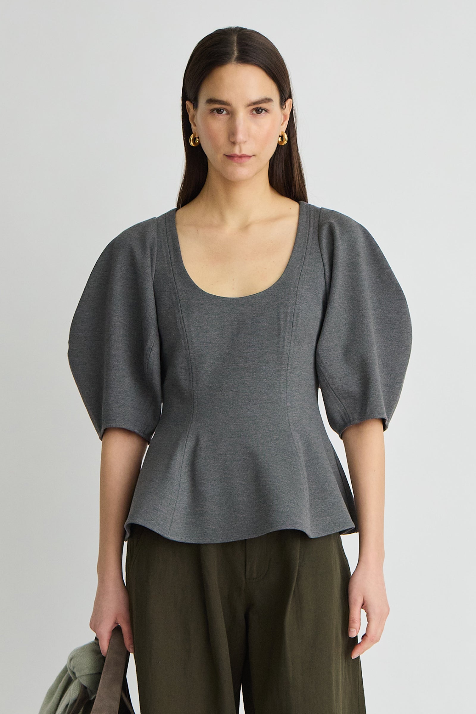 BEBE PONTE PEPLUM TOP Apiece Apart