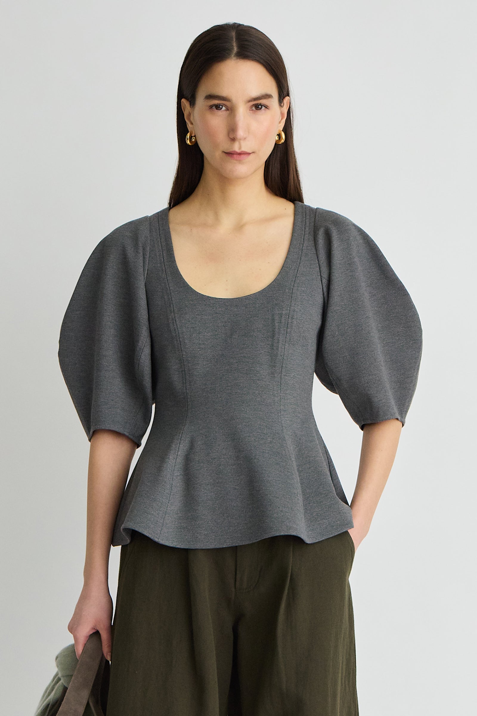BEBE PONTE PEPLUM TOP Apiece Apart