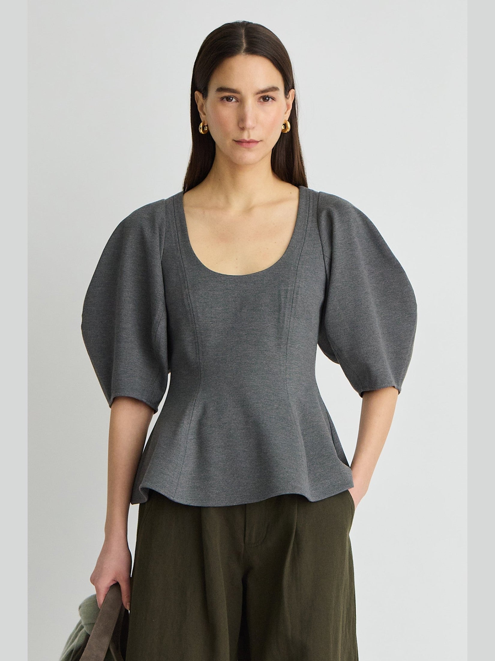 BEBE PONTE PEPLUM TOP Apiece Apart
