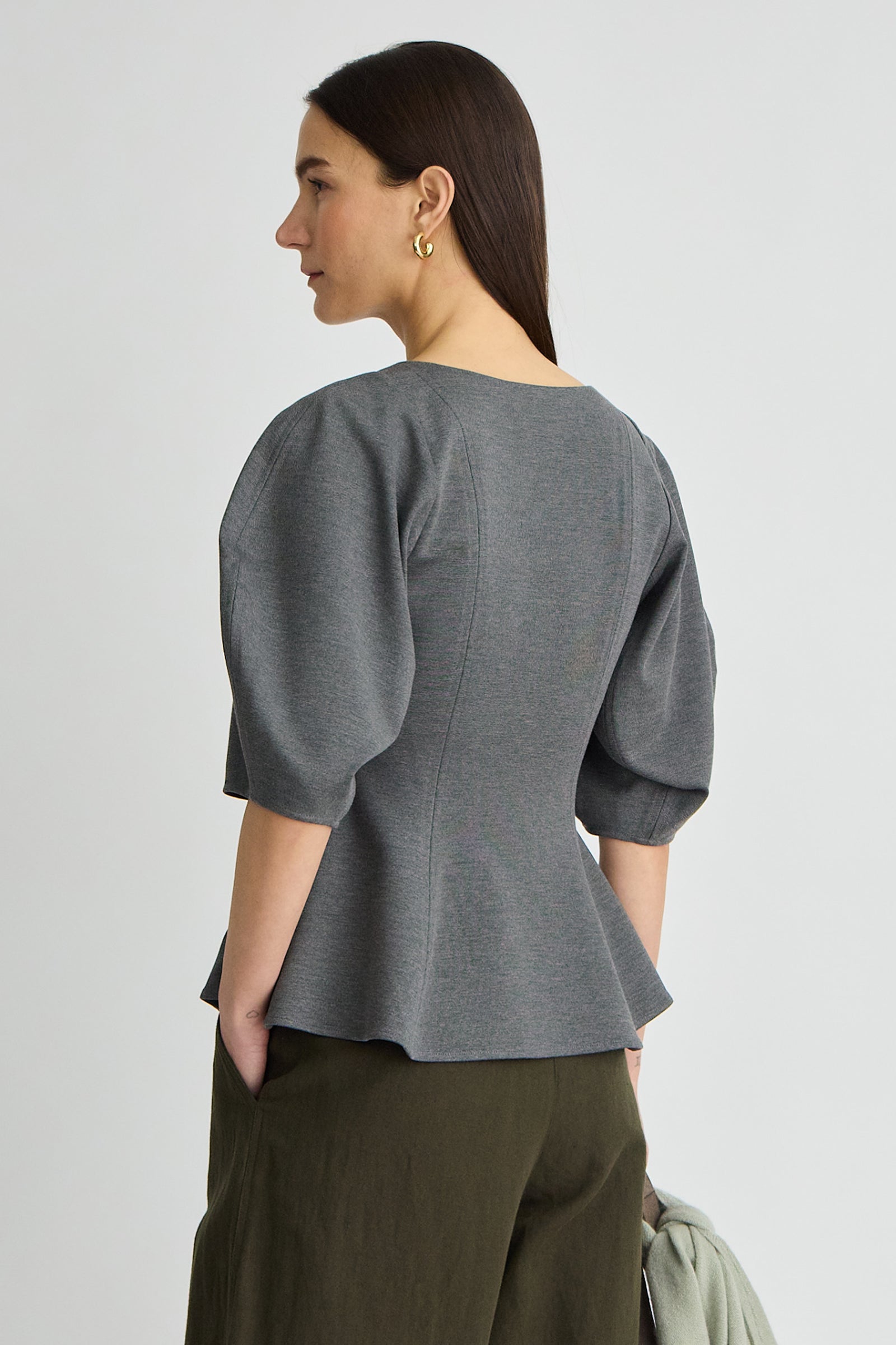 BEBE PONTE PEPLUM TOP Apiece Apart