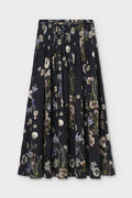 Fluid Midi Skirt in "Dendelion" Printed Silk Fabric Psophia