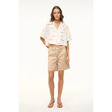 Staud Daya Linen Top Pop Sardines Ivory