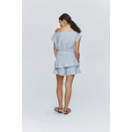 Light Gray Marle Aida Top Blue/Ivory Stripe
