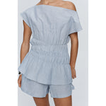 Gray Marle Aida Top Blue/Ivory Stripe