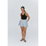 Light Gray Marle Alisa Short Blue Stripe