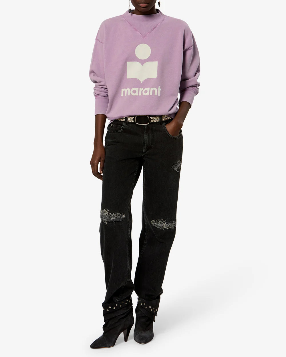 Moby Sweatshirt sweatshirt with flocked logo in cotton fleece Isabel Marant