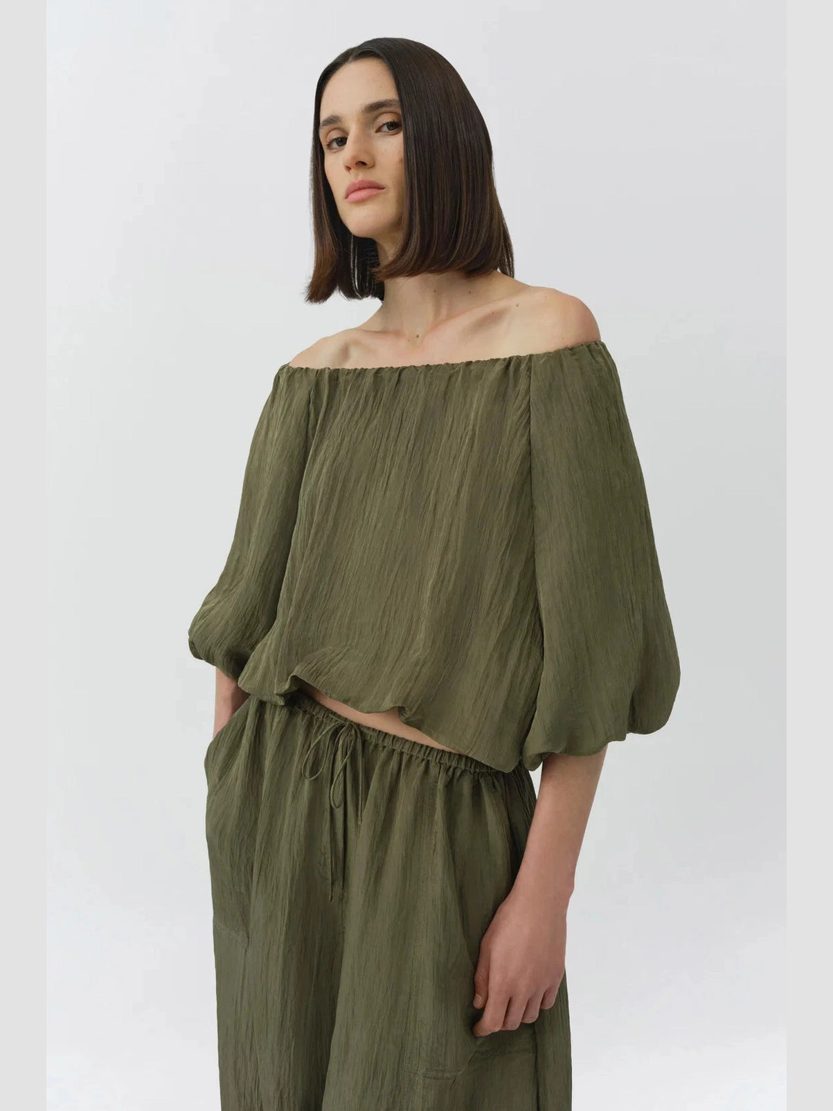 Anni Puff Sleeve Cropped Top Simkhai