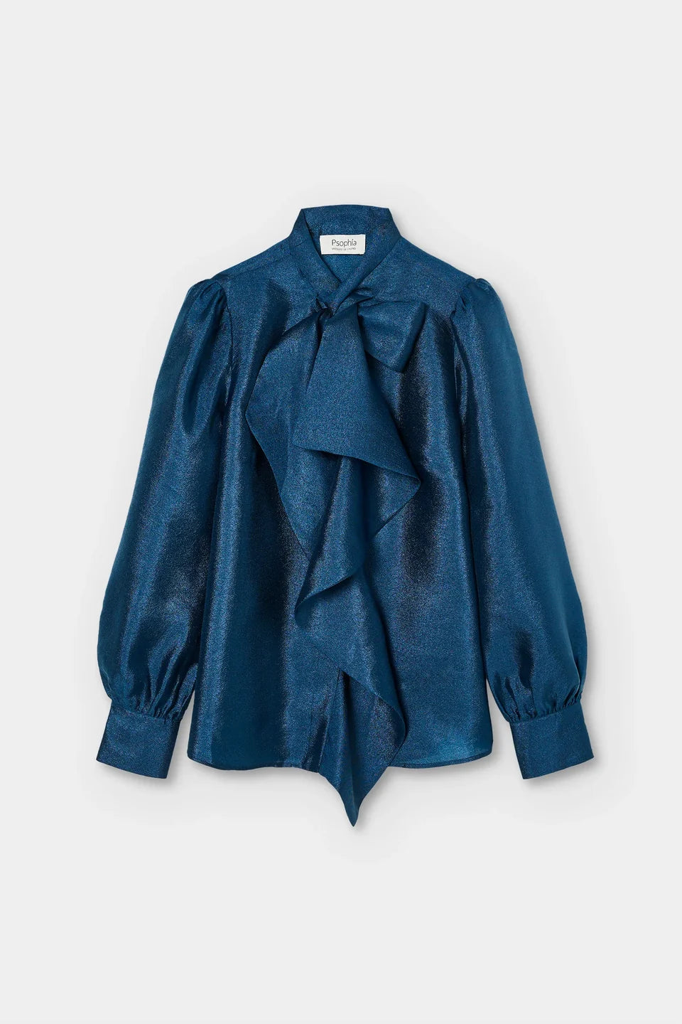 Fluid Victorian Sleeve Blouse with Bow Detail and Central Ruffle Psophia