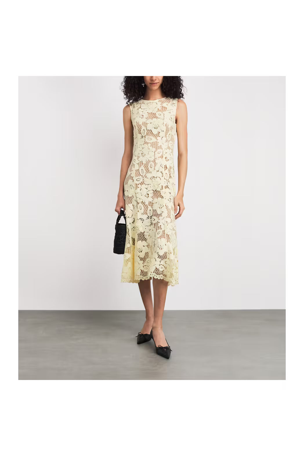 Yellow Crochet Lace Midi Dress SELF-PORTRAIT