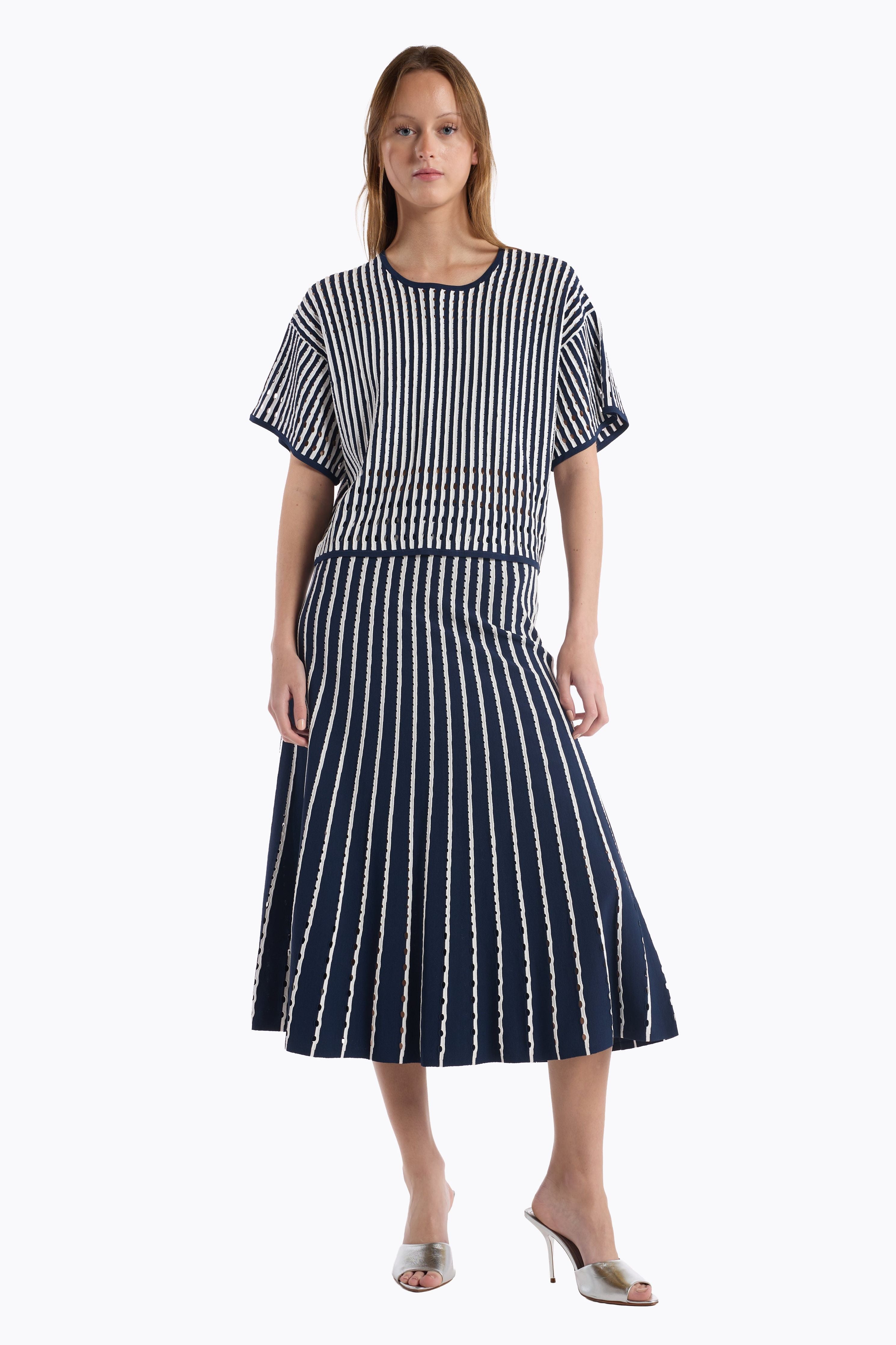 Colton Skirt - Pinstripe Navy Christy Lynn