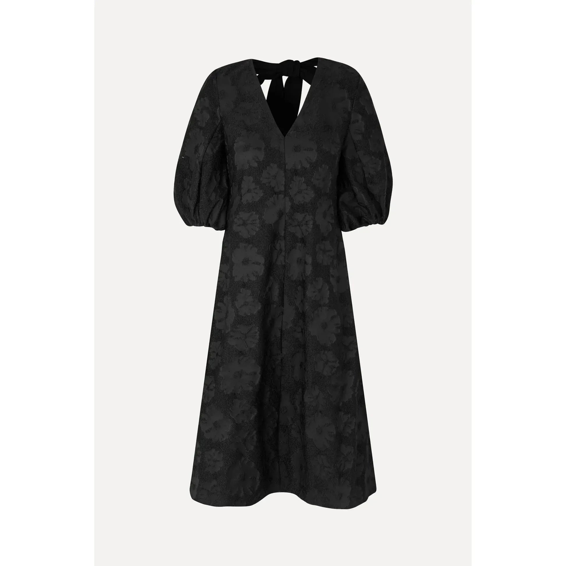3/4 Volume Sleeve Midi Dress in Anemone Jacquard - Primm's3/4 Volume Sleeve Midi Dress in Anemone JacquardStine Goya
