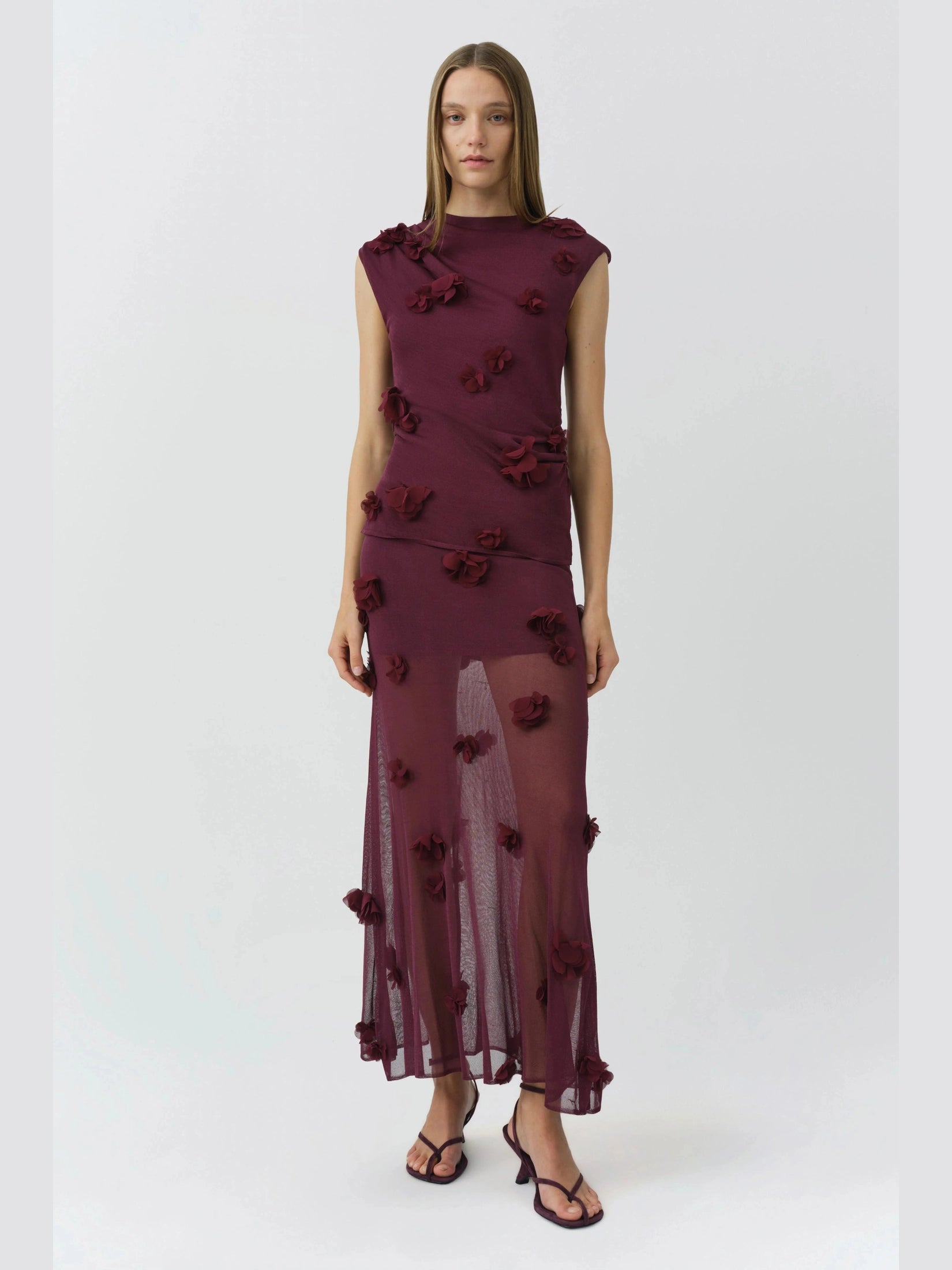 Cora Floral Applique Midi Skirt Simkhai