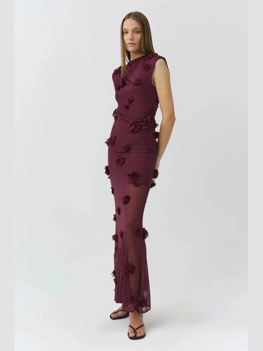 Cora Floral Applique Midi Skirt Simkhai