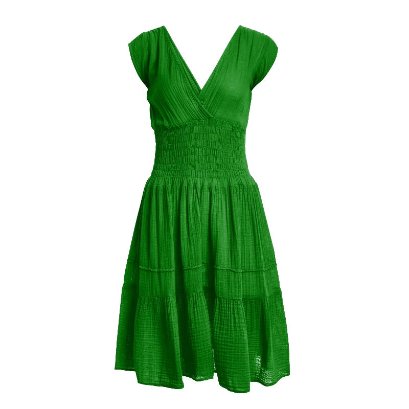 Felicite Smocked Mini Dress Golf Course Green