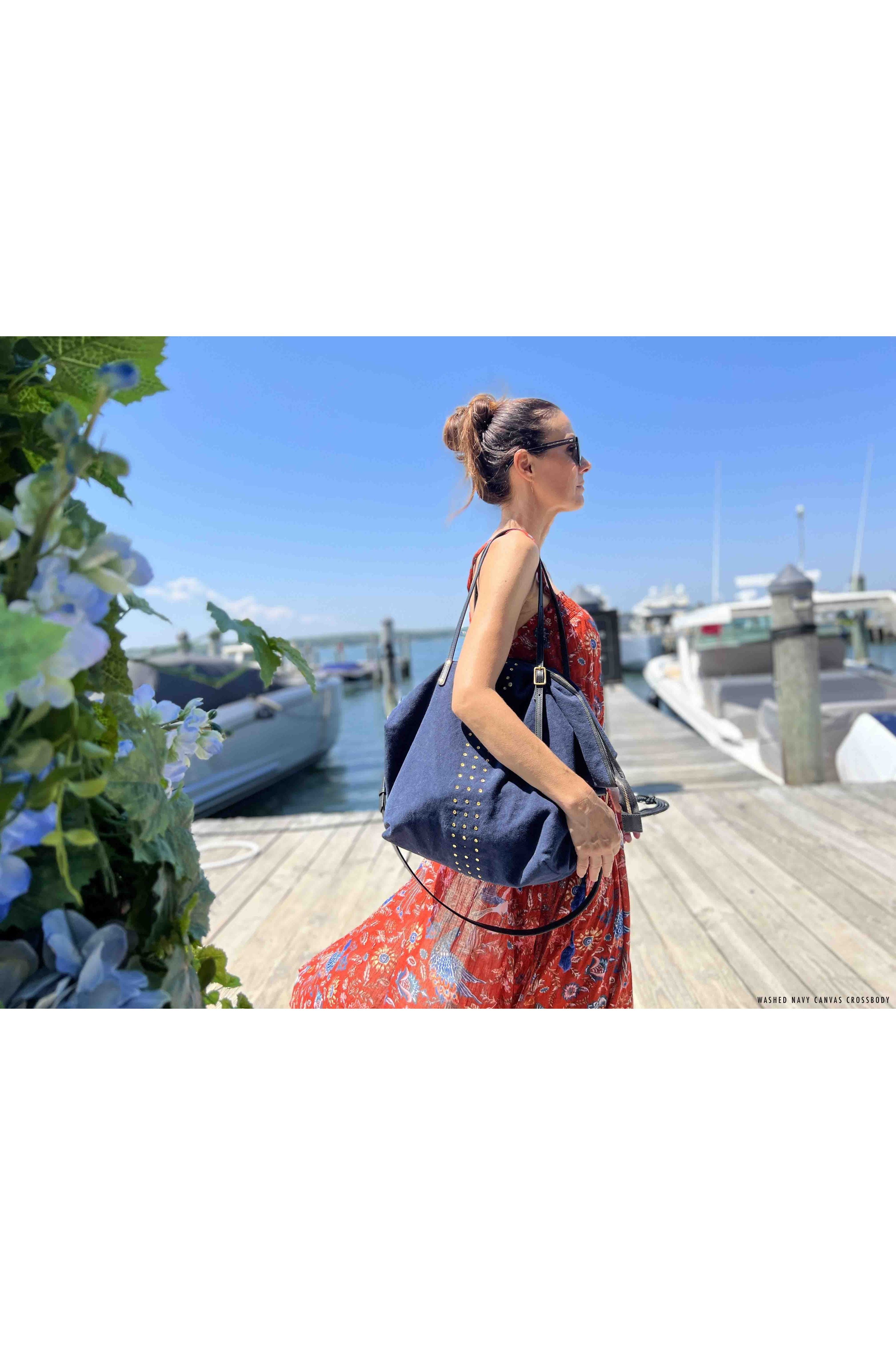 WASHED NAVY CANVAS CROSSBODY Kempton & Co
