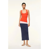 Staud Hermosa Dress Cayenne Navy Carnation