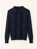 superfine merinos polo sweater with rouches forte_forte