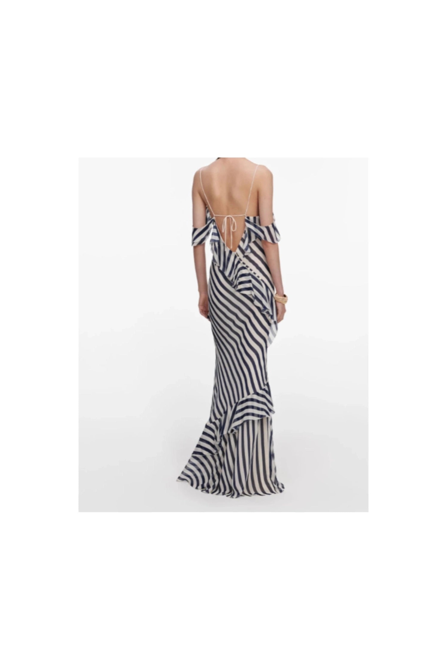 Navy Stripe Georgette Maxi Dress SELF-PORTRAIT