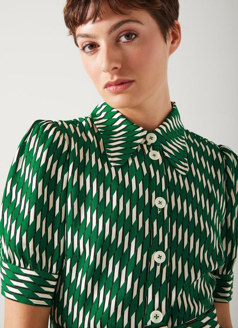 LK Bennett Valerie Green Modernist Print Shirtdress