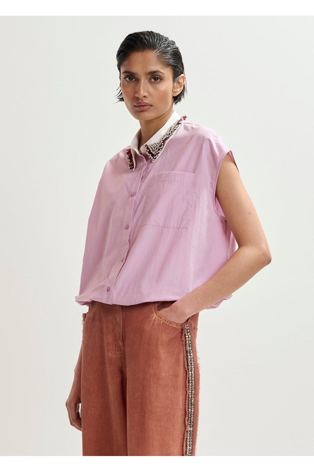 JANKY BEADED COLLAR SHIRT ESSENTIEL ANTWERP