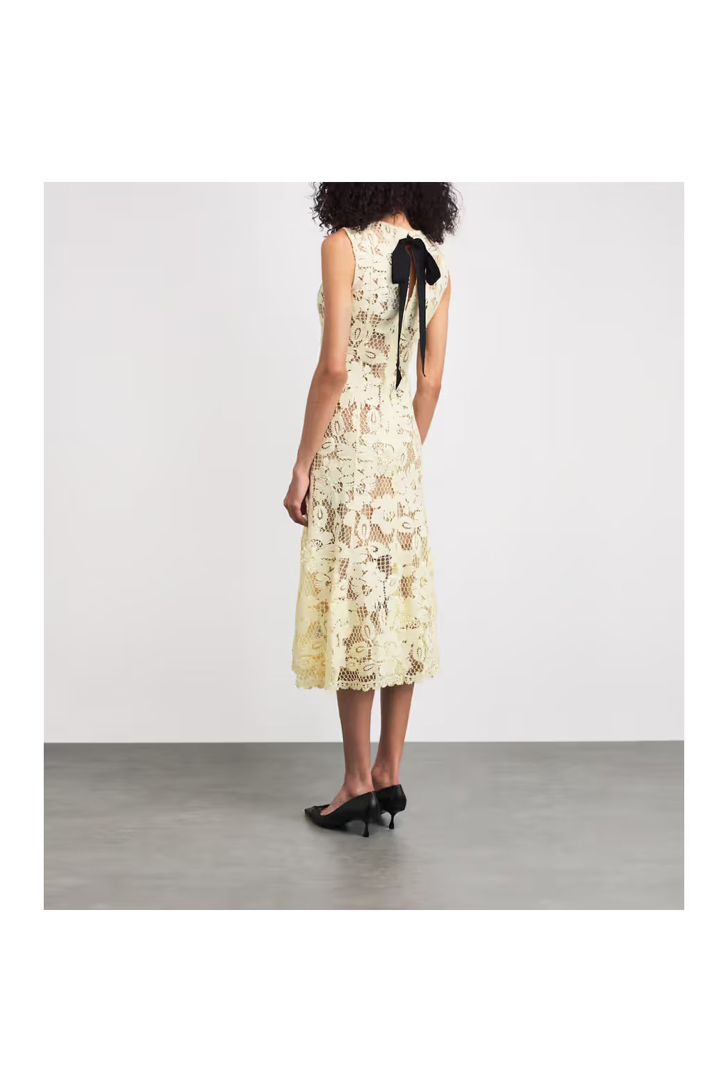 Yellow Crochet Lace Midi Dress SELF-PORTRAIT